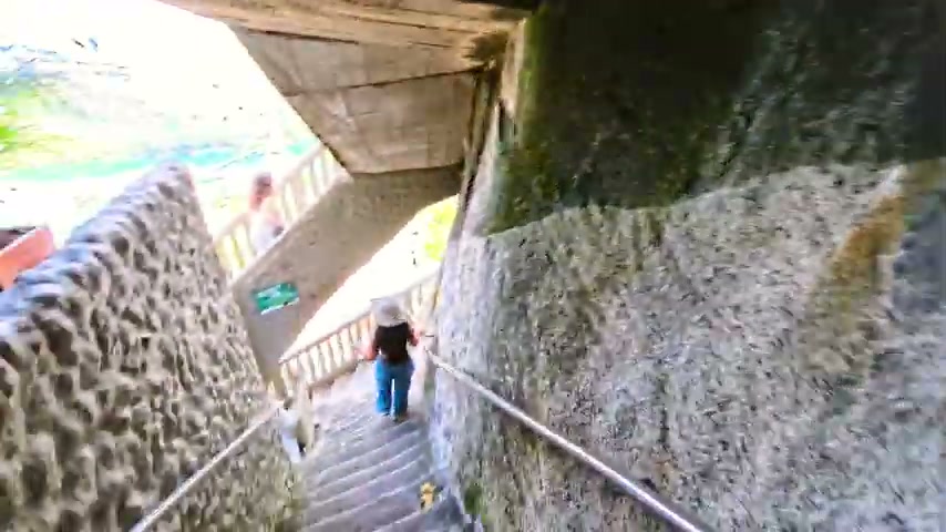 Staircase wedged in the crack of Piedra del Penol