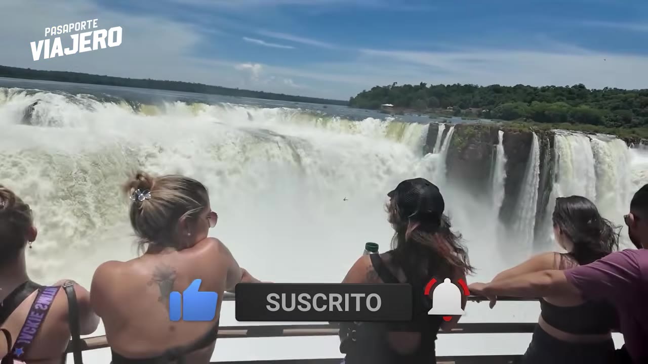 Wide view of Iguazu Falls and rainforest from a Brazilian-side viewpoint