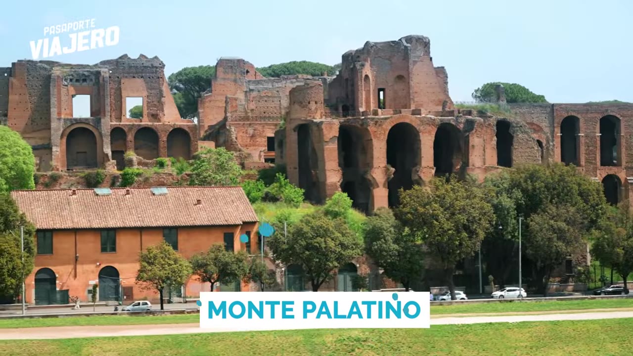 View of the Roman Colosseum in Rome from the surrounding archaeological area