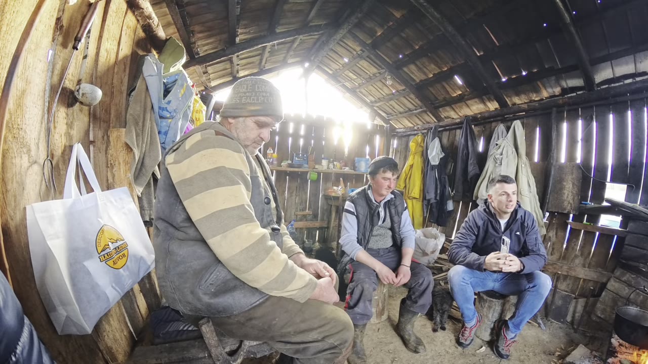 Romanian sheep cheese and cornmeal meal served outdoors in a mountain village